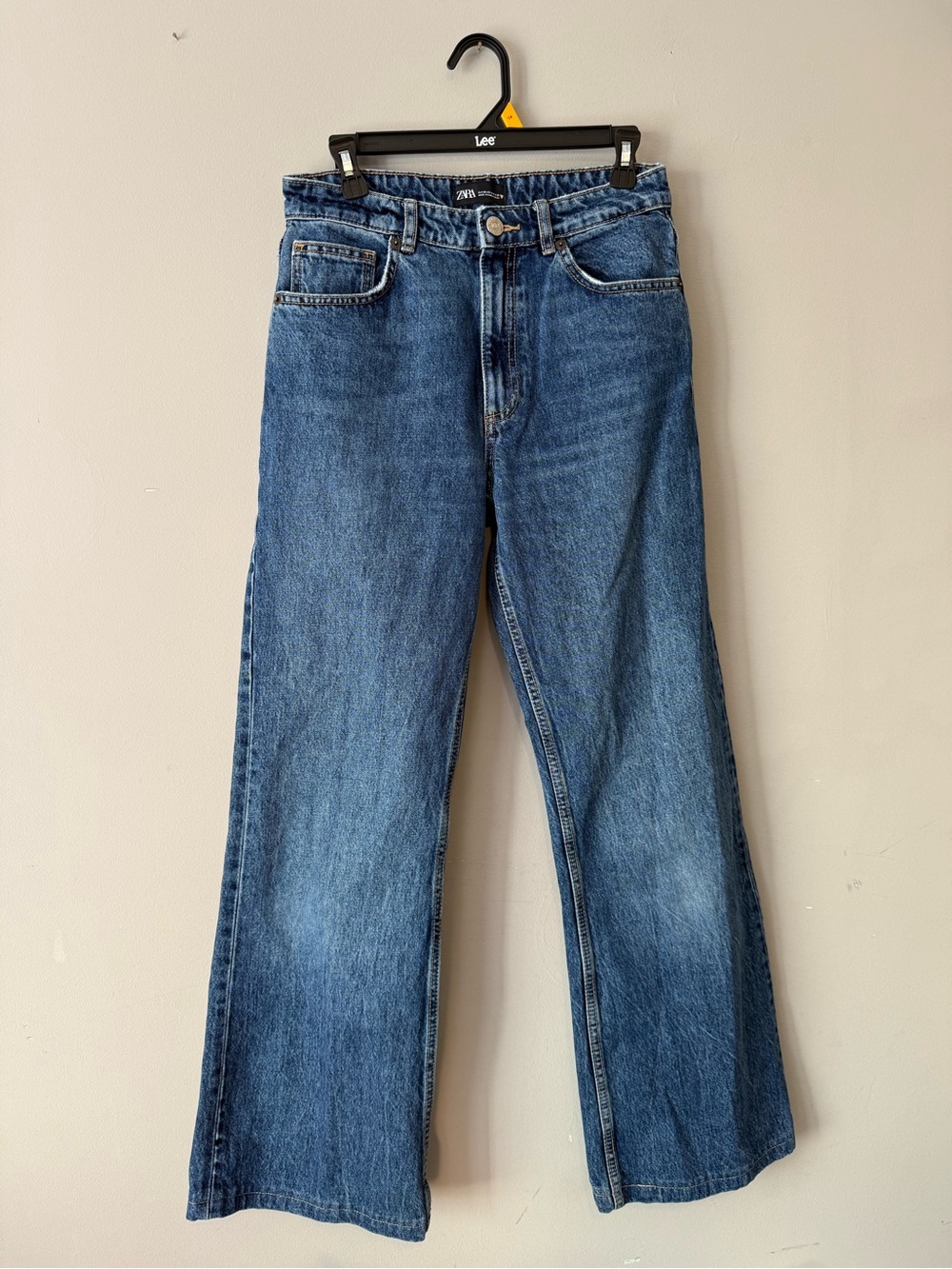 Zara Women’s Wide Leg Dark Wash Denim Jeans